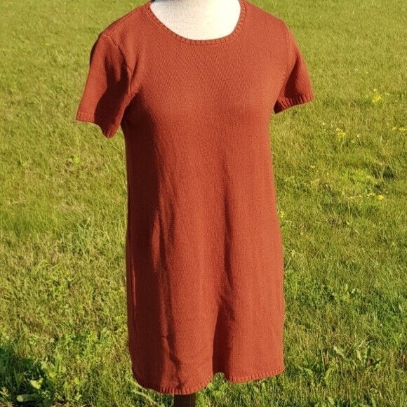NEW Tobi Tunic Sweater Women’s Small Rust Orange A- line Short Sleeve Knit NWT - Picture 3 of 9